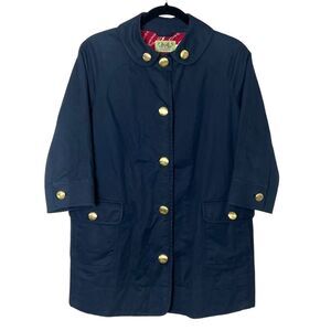 Vintage JUICY COUTURE Jacket Sailor Nautical Trench Peacoat Navy Sz L